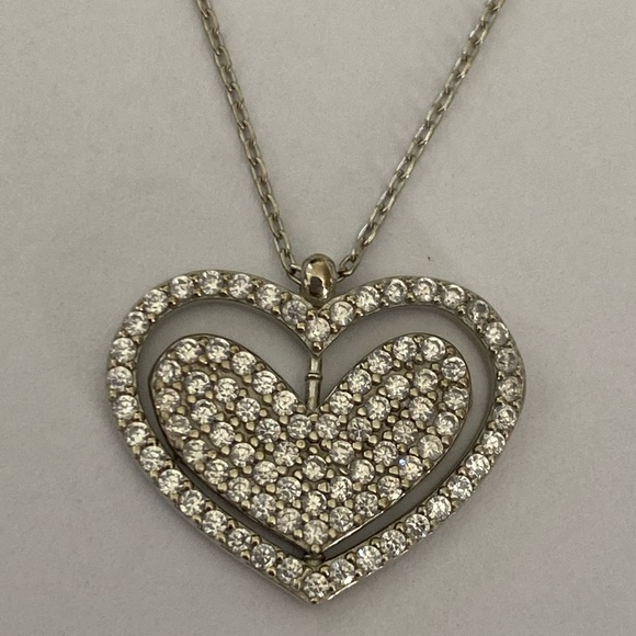 💗 Reversible spinning 925 silver heart necklace